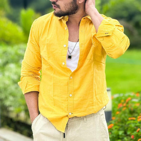 Men's Fashion Solid Color Long Sleeve Shirt 9886816764088