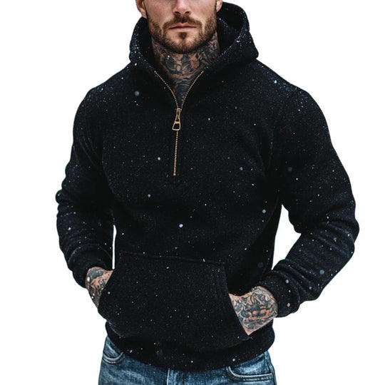 Men's Retro Casual Solid Color Zip-Up Hoodie 9880238391480