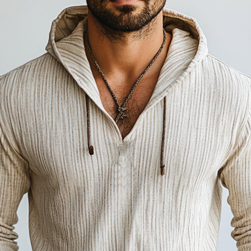 Men's Classic Casual Slim Fit Linen Hoodie 9890062434488