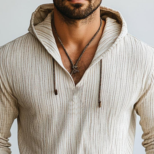 Men's Classic Casual Slim Fit Linen Hoodie 9890062434488