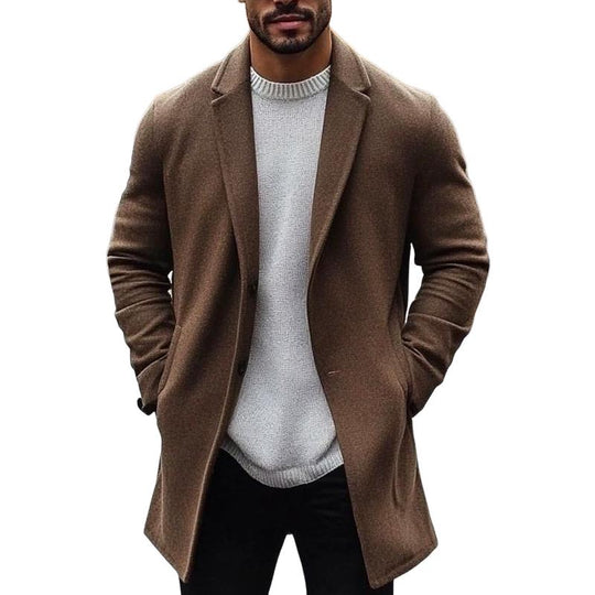Men's Solid Color Single-breasted Loose Mid-length Coat 9261108592824