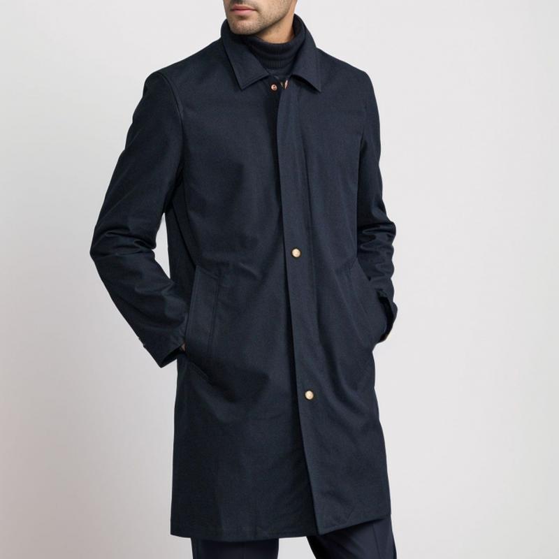 Men's Solid Color Simple Mid-Length Trench Coat 9261106299064
