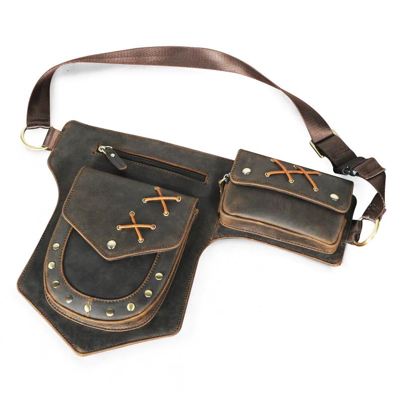 Men's Classic Retro Personality Outdoor  Leather  Waist Bag 9879143350456