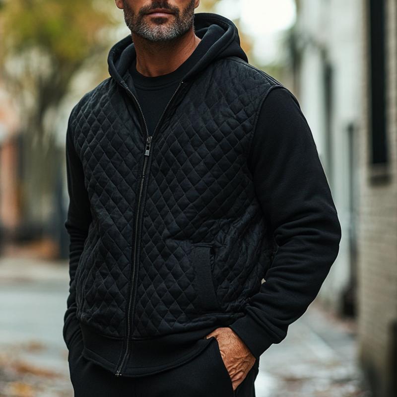 Men's Classic Versatile Quilted Zip Hoodie 9877215051960