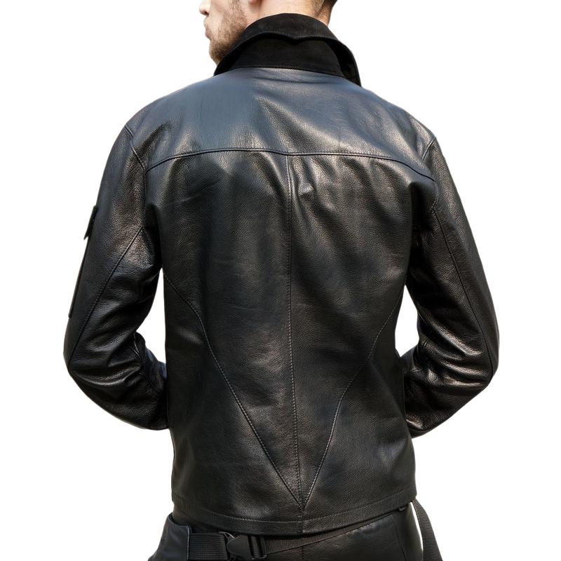 Men's Classic Leather Lapel Long Sleeve Shirt 9886816305336