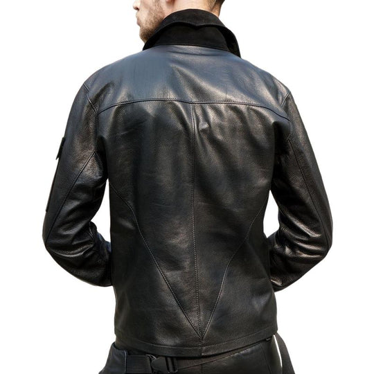 Men's Classic Leather Lapel Long Sleeve Shirt 9886816305336