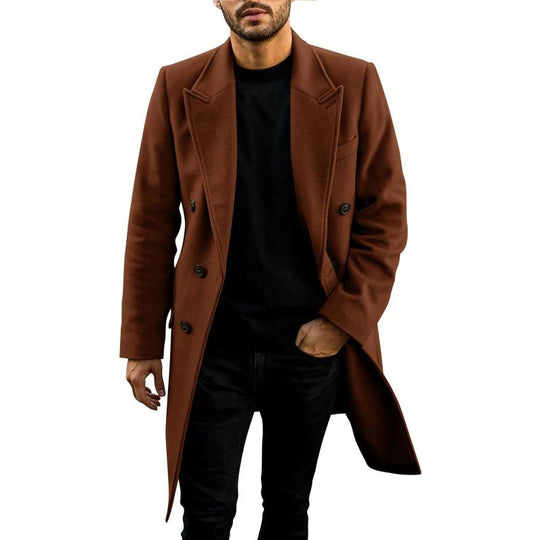 Men's Casual Solid Color Lapel Double Breasted Coat 9261112328376