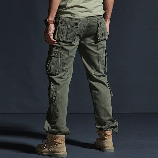 Men's Solid Loose Multi-pocket Cotton Cargo Pants 9261766934712