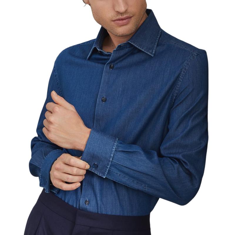 Men's Stylish Lapel Long Sleeve Shirt 9879143121080