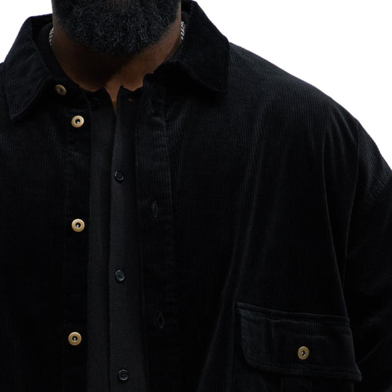 Men's Casual Corduroy Lapel Long Sleeve Shirt 9884639723704