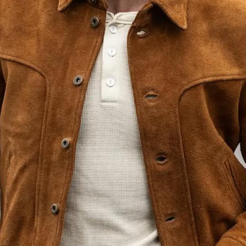 Men's Fashion Vintage Suede Single Breasted Short Jacket 9884643655864
