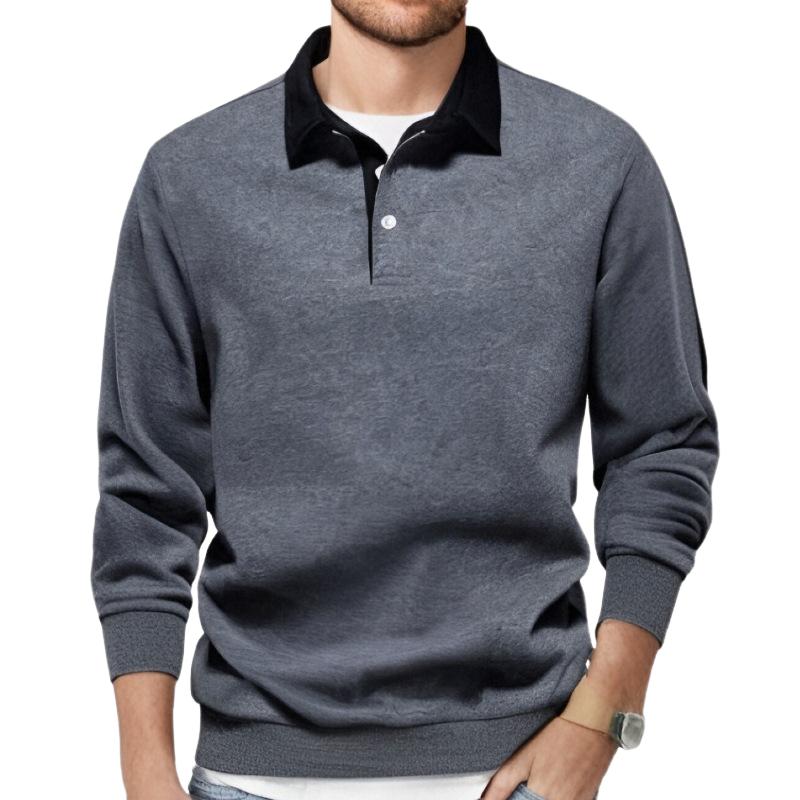 Men's Classic Casual Long Polo Neck Long Sleeve Sweatshirt Dtt25081905