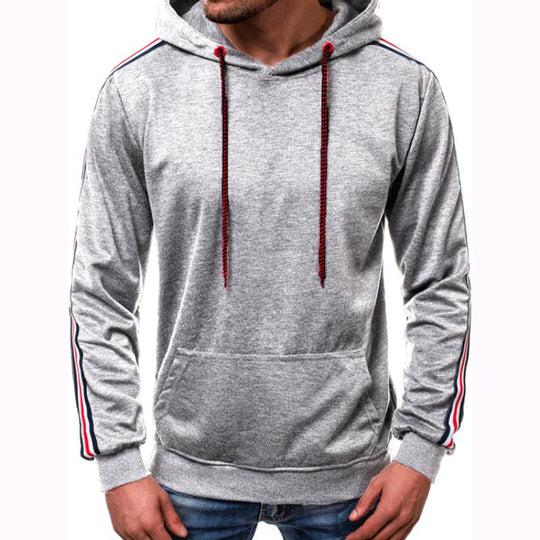 Men's Retro Casual Striped Print Hooded Long Sleeve T-Shirt 9261141360824