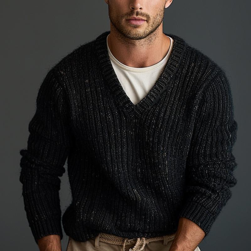 Men's Casual Warm V-Neck Pullover Knitted Sweater 9262183874744