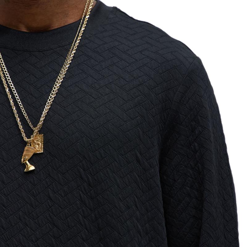 Men's Casual Loose Round Neck 3D Embossed Long Sleeve Sweatshirt 9883356889272
