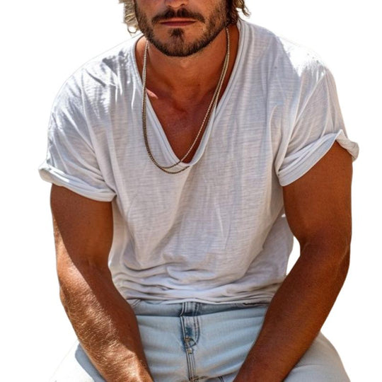 Men's Casual U-neck Short-sleeved T-shirt 9261136150712