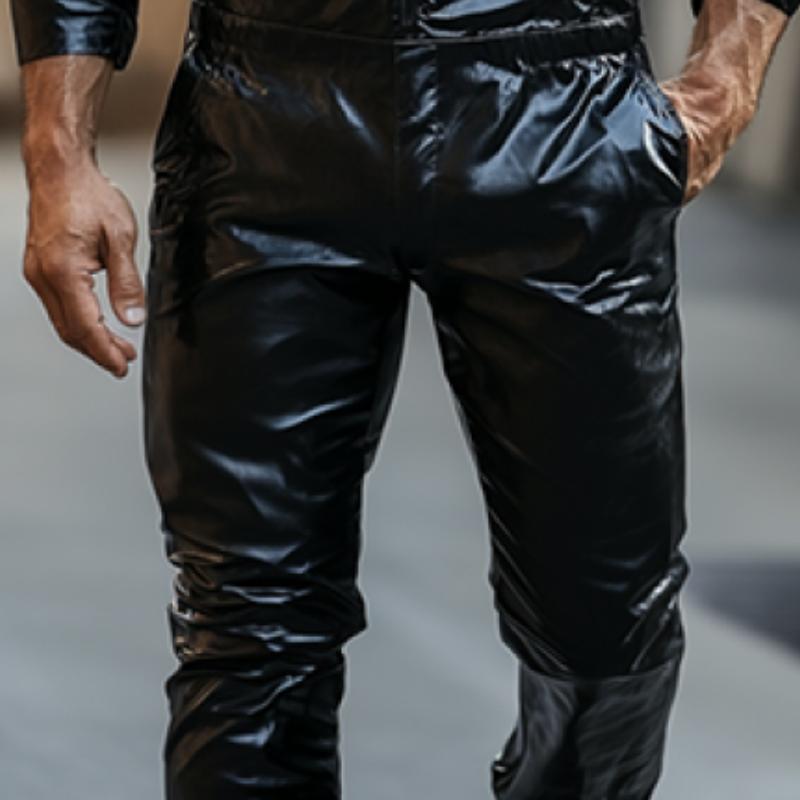 Men's Classic Casual Slim Fit Leather Pants 9887361728696