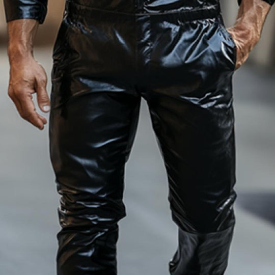 Men's Classic Casual Slim Fit Leather Pants 9887361728696