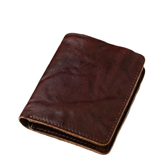 Men's Vintage Top Layer Cowhide Distressed Wrinkled Wallet 9880240095416