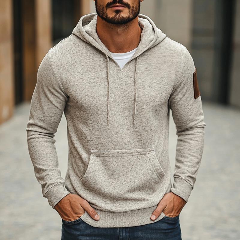 Men's Casual Cotton V-Neck Slim Fit Kangaroo Pocket Hoodie 9271920656568