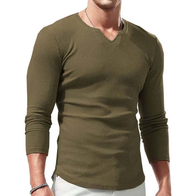 Men's Classic Casual Slim Fit Knitted Round Neck Long Sleeve T-Shirt 9261141524664
