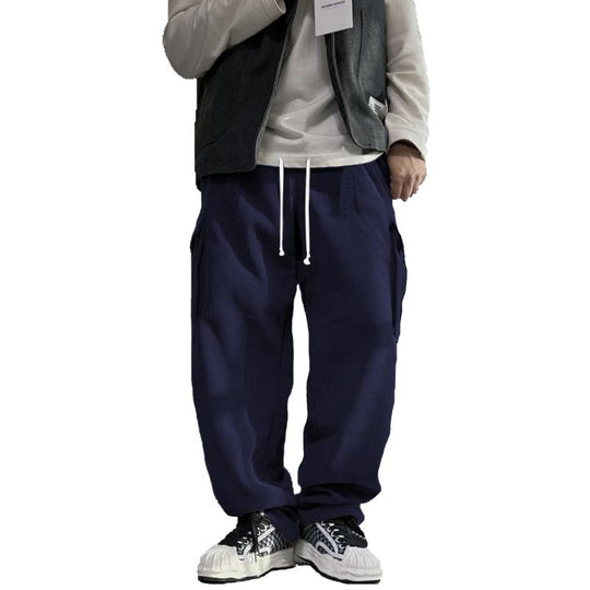 Men's Solid Corduroy Loose Pocket Cargo Pants 9261766639800