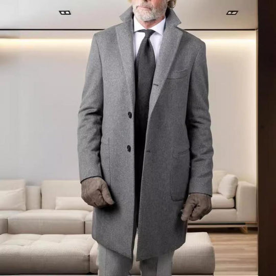 Men's Casual Mid-Length Woolen Single-Breasted Coat 9261112197304