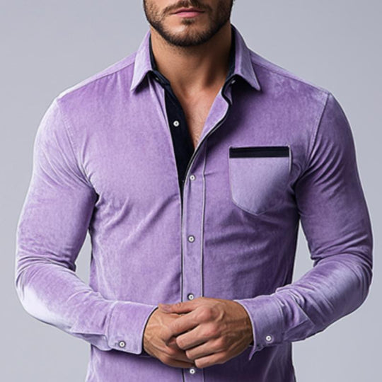Men's Classic Casual Velvet Slim Fit Long Sleeve Shirt 9887361630392
