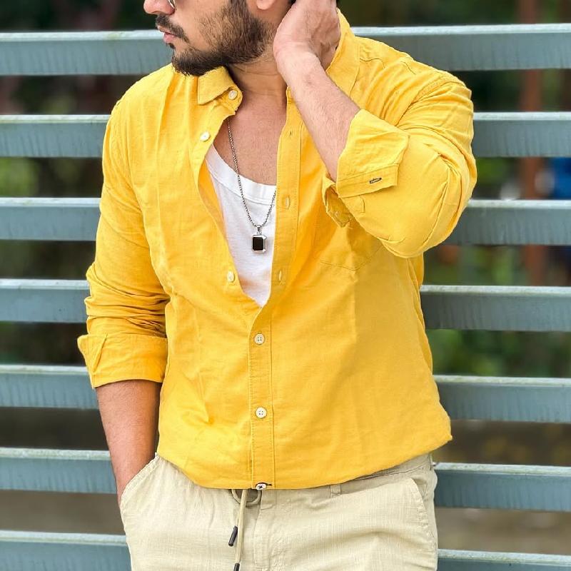 Men's Fashion Solid Color Long Sleeve Shirt 9886816764088