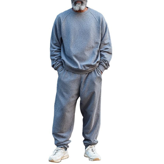 Men's Classic Casual Round Neck Pullover Sweatshirt and Casual Pants Two-piece Set 9274152353976
