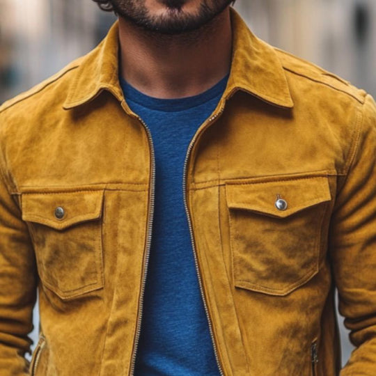 Men's Classic Casual Multi-Pocket Suede Jacket 9888007356600