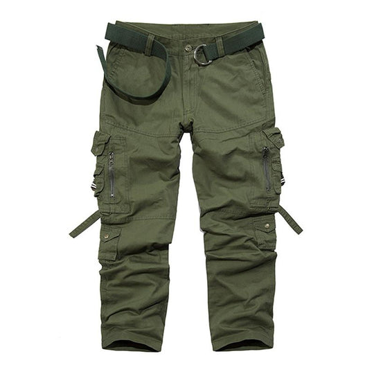Men's Solid Cotton Multi-pocket Straight Cargo Pants 9261768278200