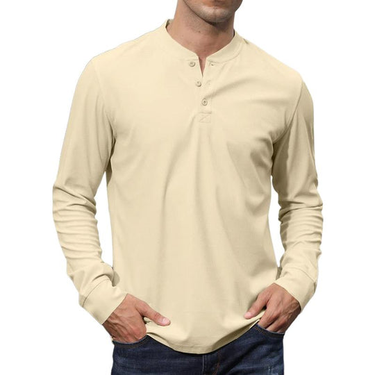 Men's Casual Henley Collar Loose Long Sleeve T-Shirt 9261139624120