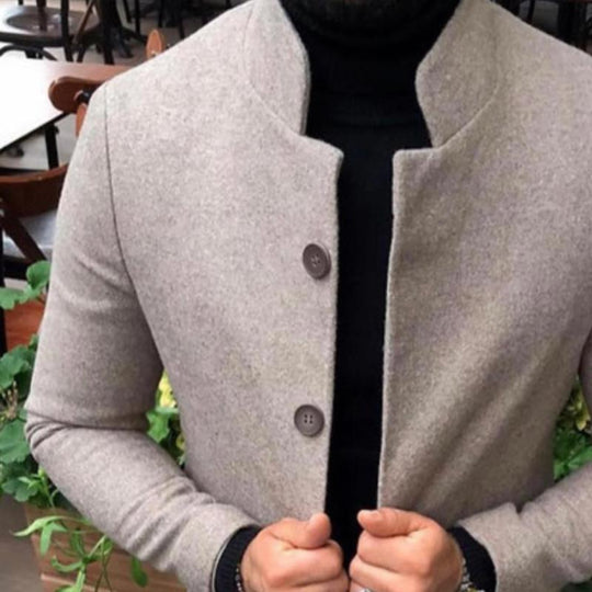 Men's Retro Casual Solid Color Mid-Length Single-Breasted Coat 9261105447096
