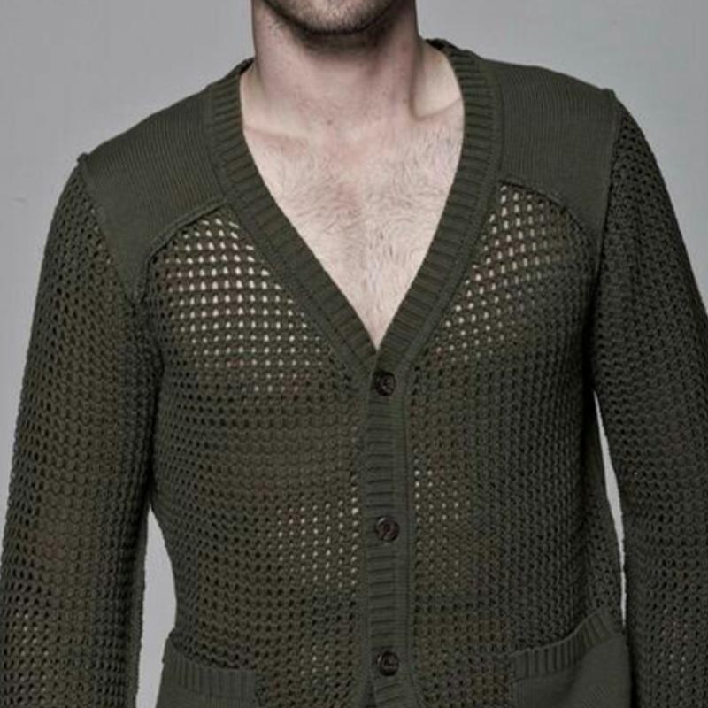 Men's Casual Fashionable Slim Fit V-neck Knitted Cardigan 9887361597624