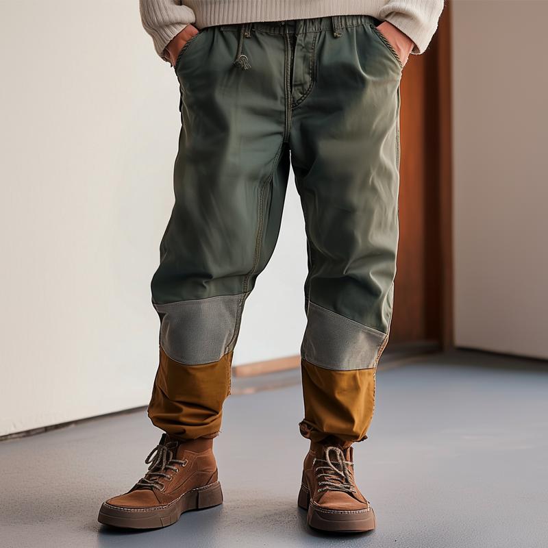 Men's Fashion Patchwork Elastic Waist Cargo Pants 9880238129336