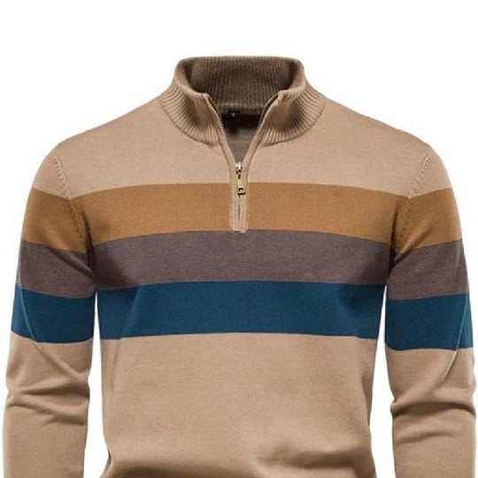 Men's Classic Casual Stand Collar Zipper Knit Polo Shirt Sweater 9266614173880