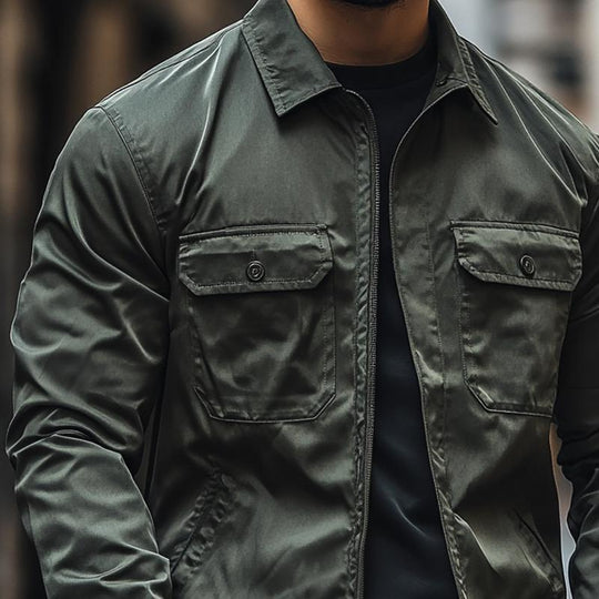Men's Fashion Outdoor Waterproof Solid Color Lapel Zipper Jacket 9880237867192
