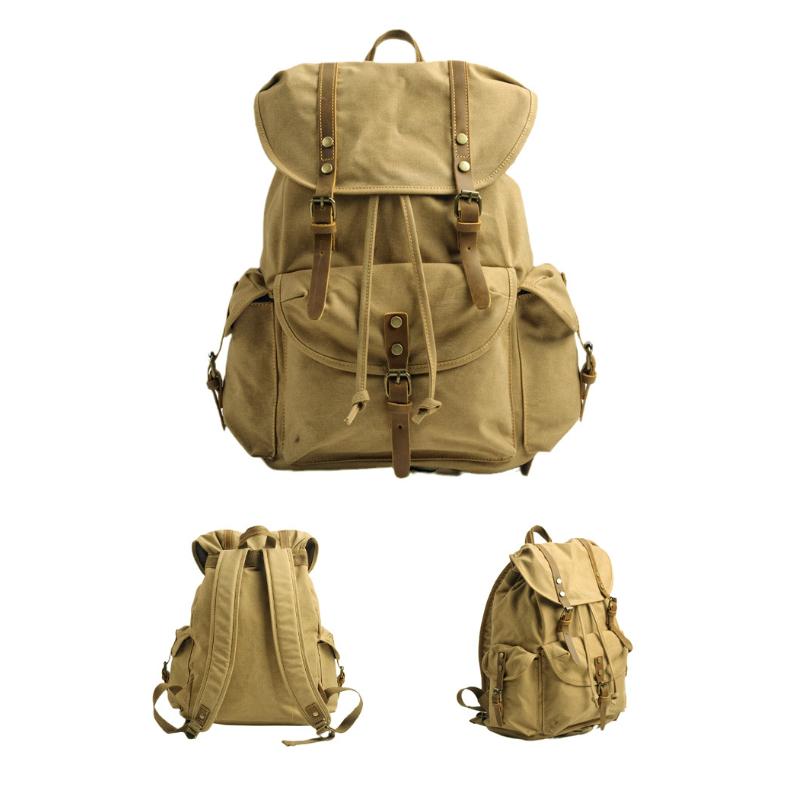 Men's Retro Outdoor Large Capacity Multi-Pocket Canvas Backpack 9262190526648