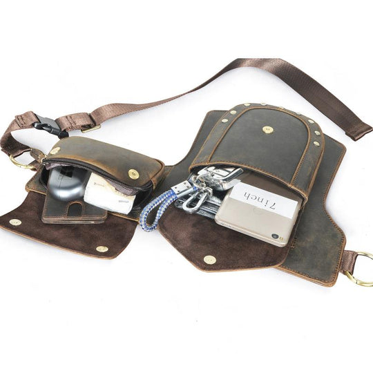 Men's Classic Retro Personality Outdoor  Leather  Waist Bag 9879143350456