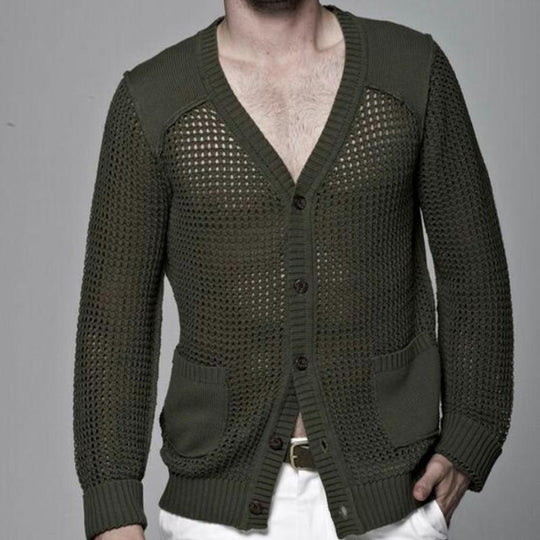 Men's Casual Fashionable Slim Fit V-neck Knitted Cardigan 9887361597624