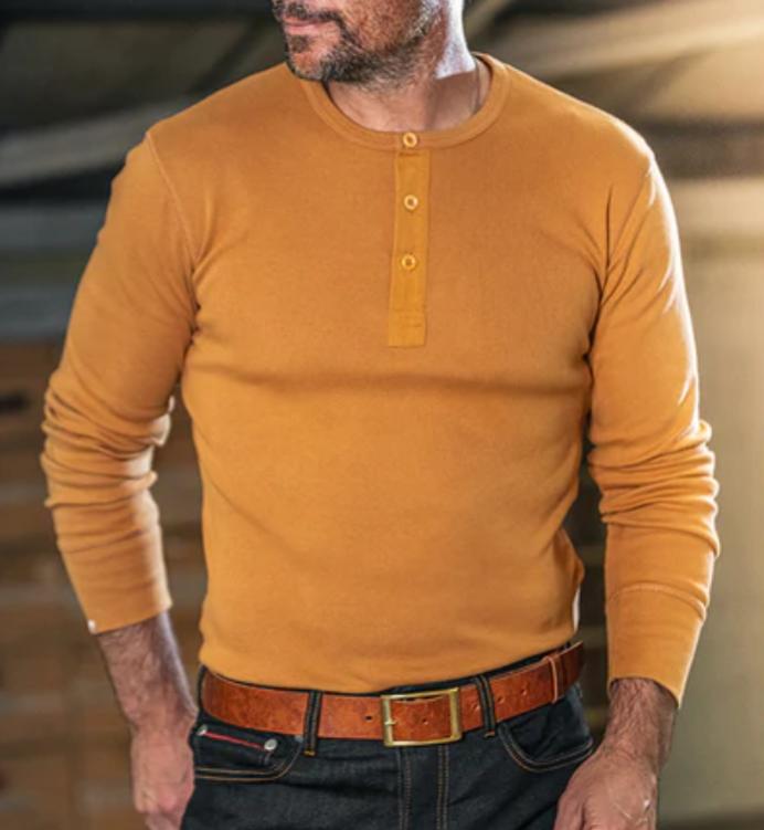 Men's Retro Classic Casual Round Neck Button Cotton Bottoming T-Shirt 9261142016184