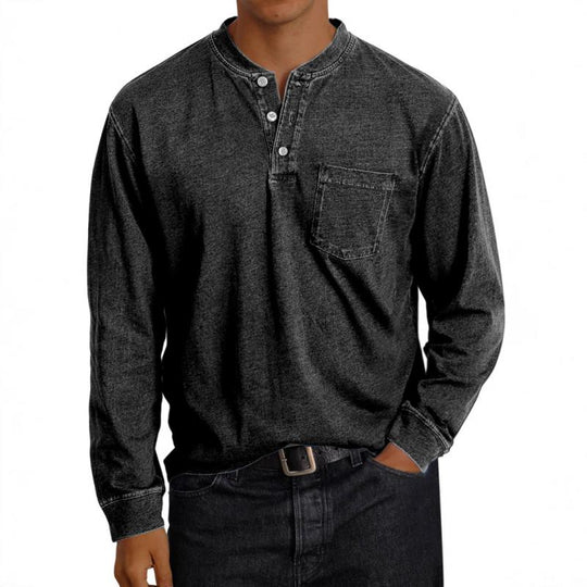 Men's Casual Printed Button-Down Long Sleeve T-Shirt 9261142933688