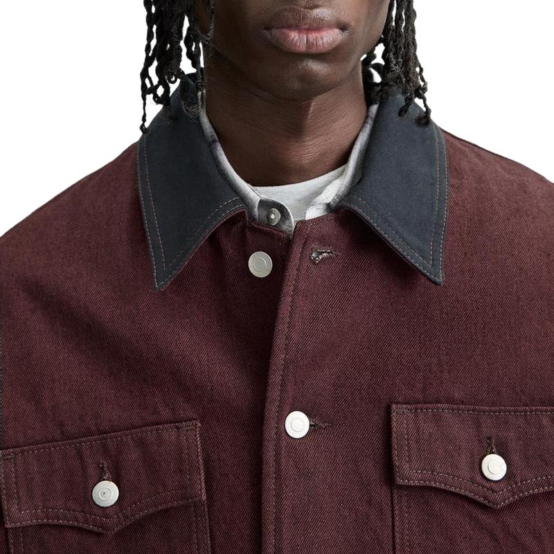 Men's Stylish Burgundy Lapel Canvas Jacket 9886819385528