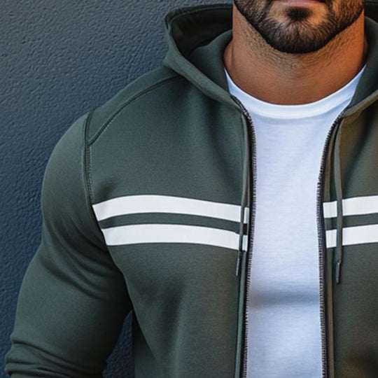 Men's Retro Casual Colorblock Sports Hooded Jacket 9877926903992