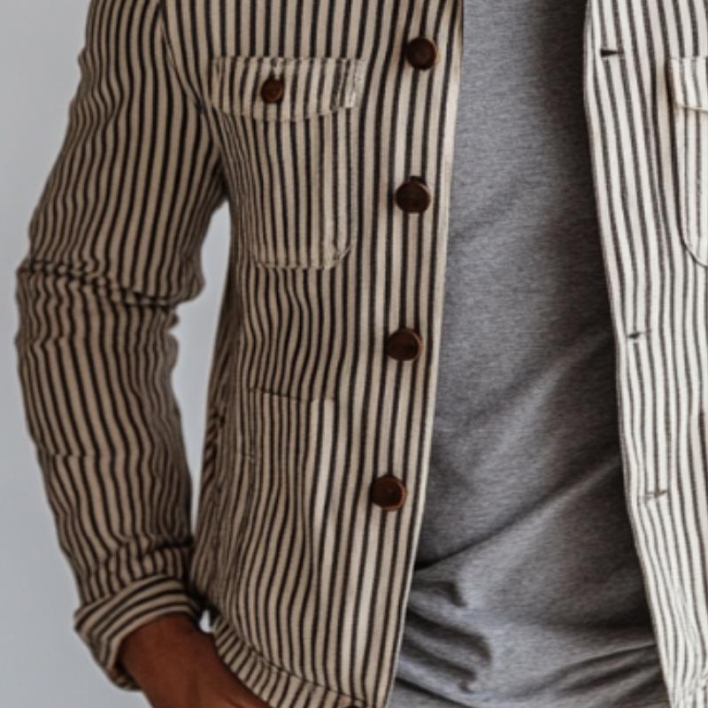 Men's Vintage Casual Striped Single Breasted Jacket 9877643657400