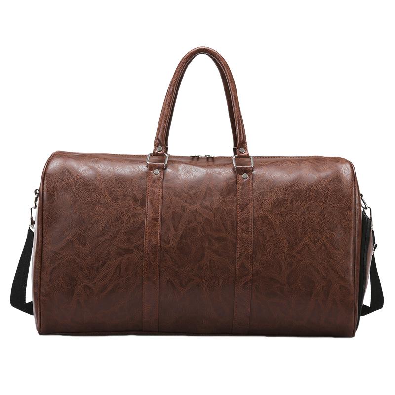 Men's Vintage Large Capacity Leather Sports Fitness Travel Bag 9882789609656
