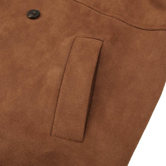 Men's Mid-length Lapel Suede Double-breasted Coat 9261106954424