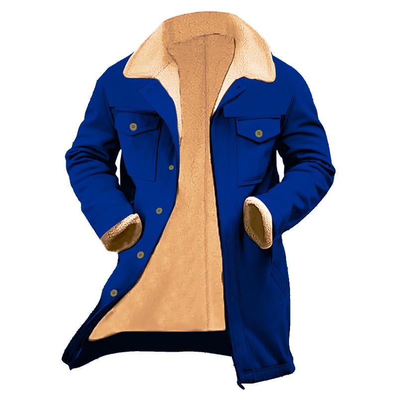 Men's Solid Color Printed Button Patchwork Coat 9261105971384