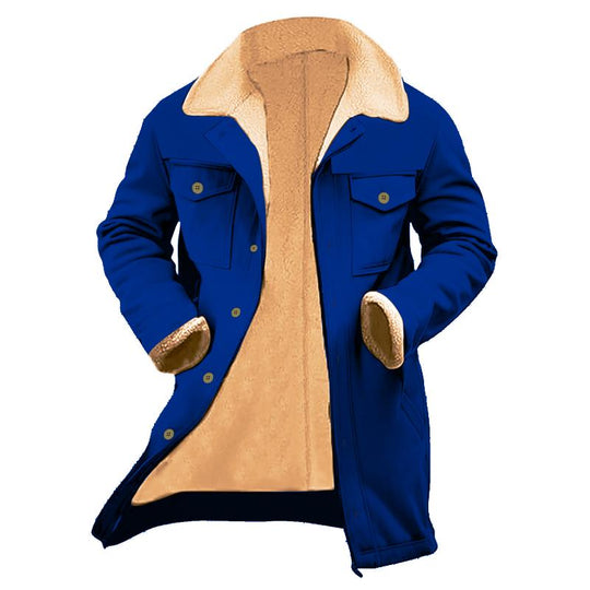 Men's Solid Color Printed Button Patchwork Coat 9261105971384